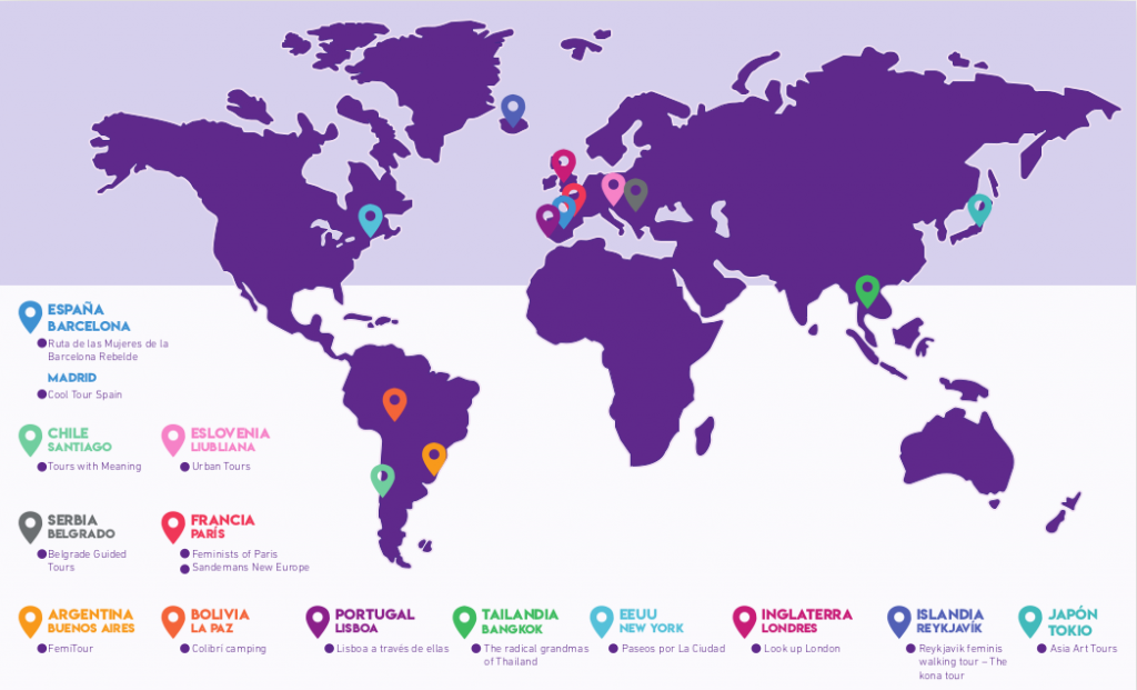 Mapa de Tours Feministas en el Mundo